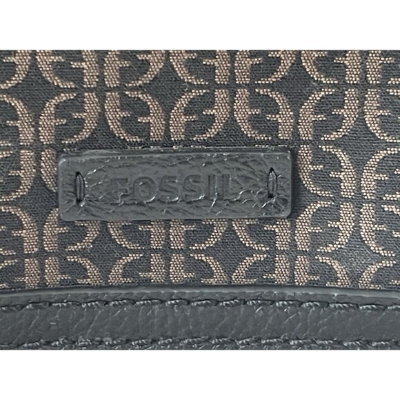 Fossil Satchel Crossbody Bag Ryder Signature Jacquard Fabric & Leather Black - Picture 5 of 16